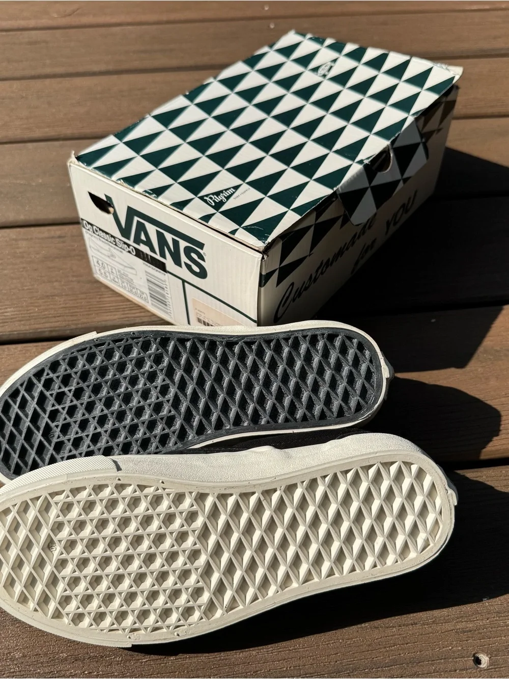 Vans Kids Slip-On Sneakers in Black with Geometric Pattern